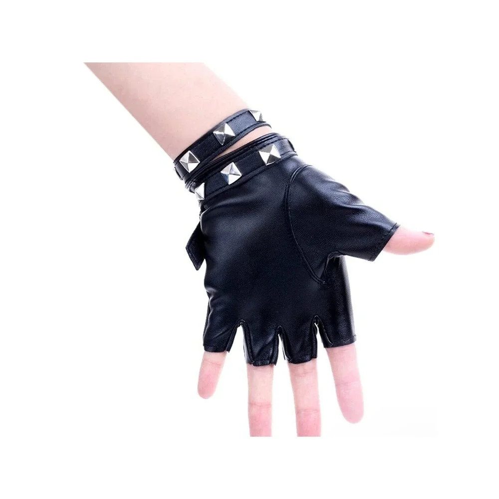 Juniors Women Fingerless Faux Leather Gloves  ~ New